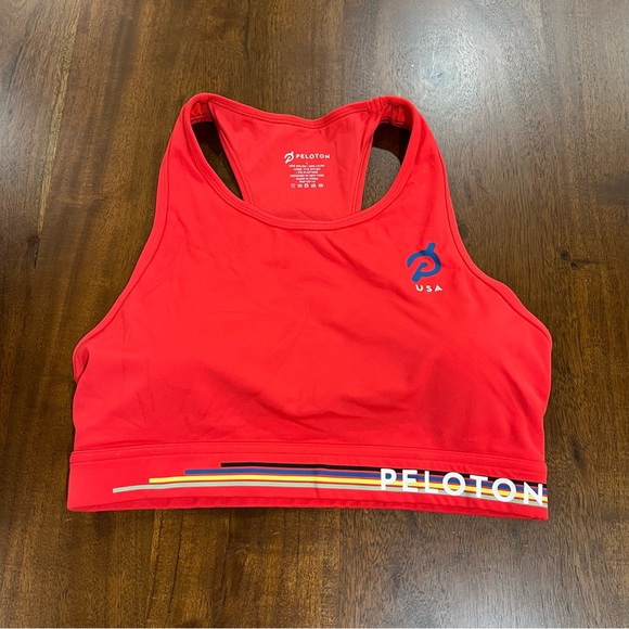 Peloton High Neck Red Team USA Sports Bra Size Large - Picture 2 of 5